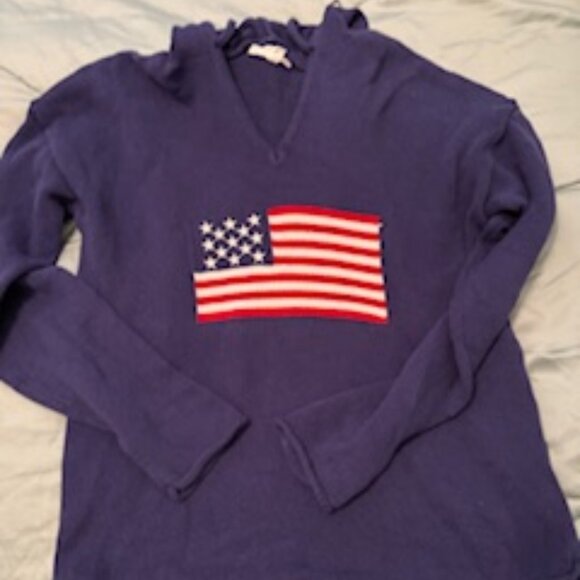 BRIT.NY NWT SZ L 100% Cotton hooded Sweater W/FLAG - Picture 1 of 1
